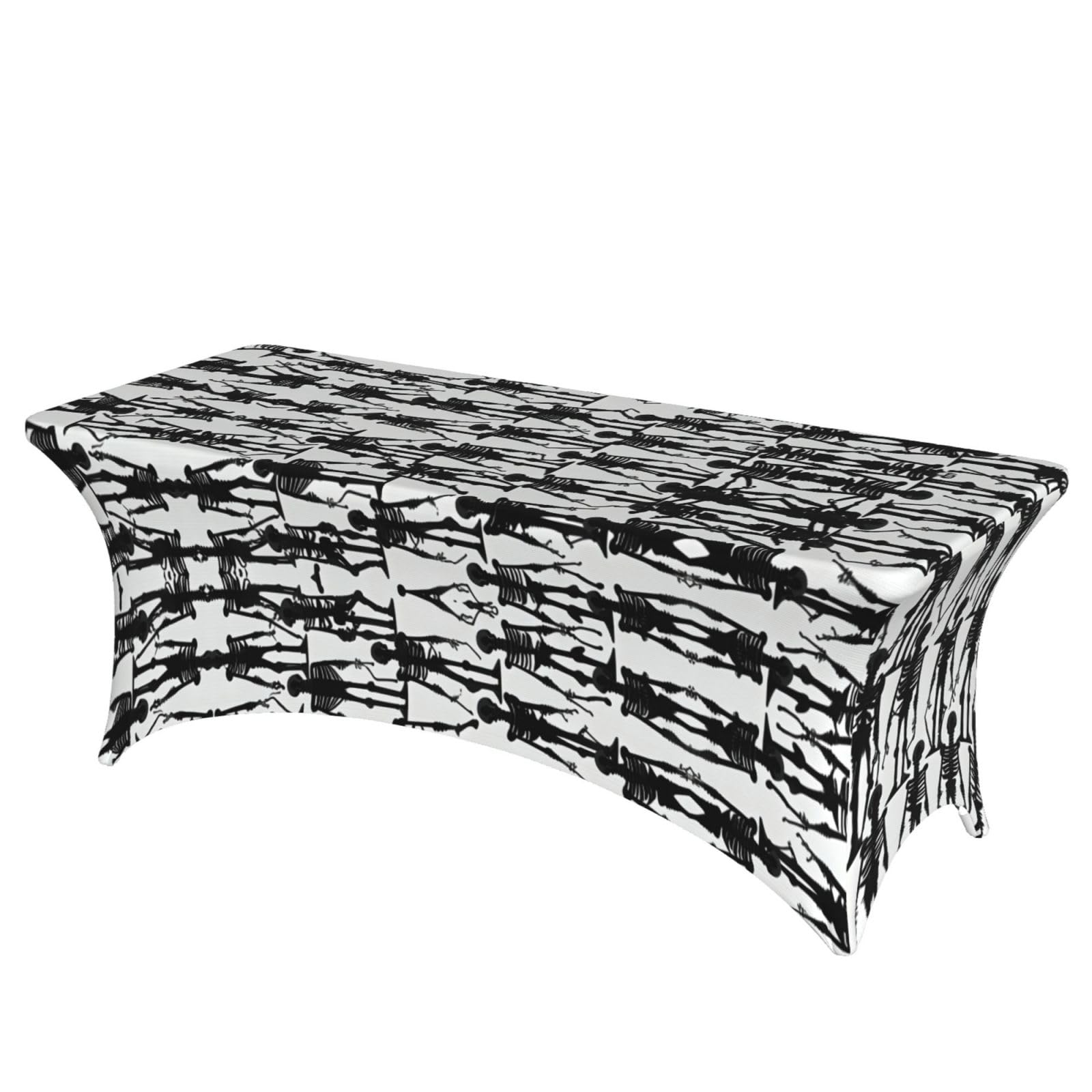 Housses de table extensibles rectangulaires noires 1,8 m pour fête d'Halloween