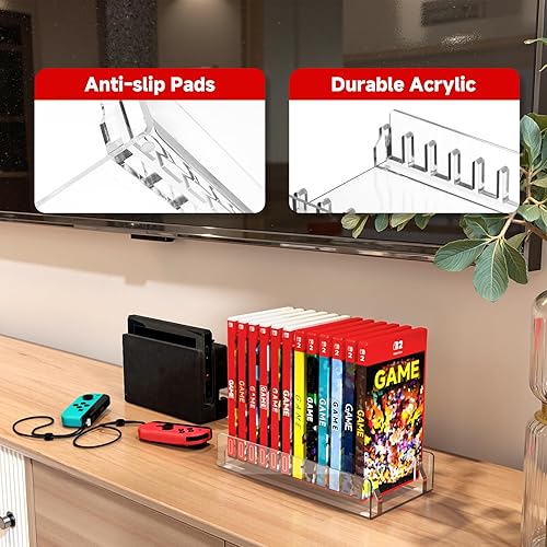 Miniatura 5 de Soporte organizador de almacenamiento de juegos de acrílico compatible con funda de tarjetas de juego Nintendo Switch, soporte mejorado para Switch
