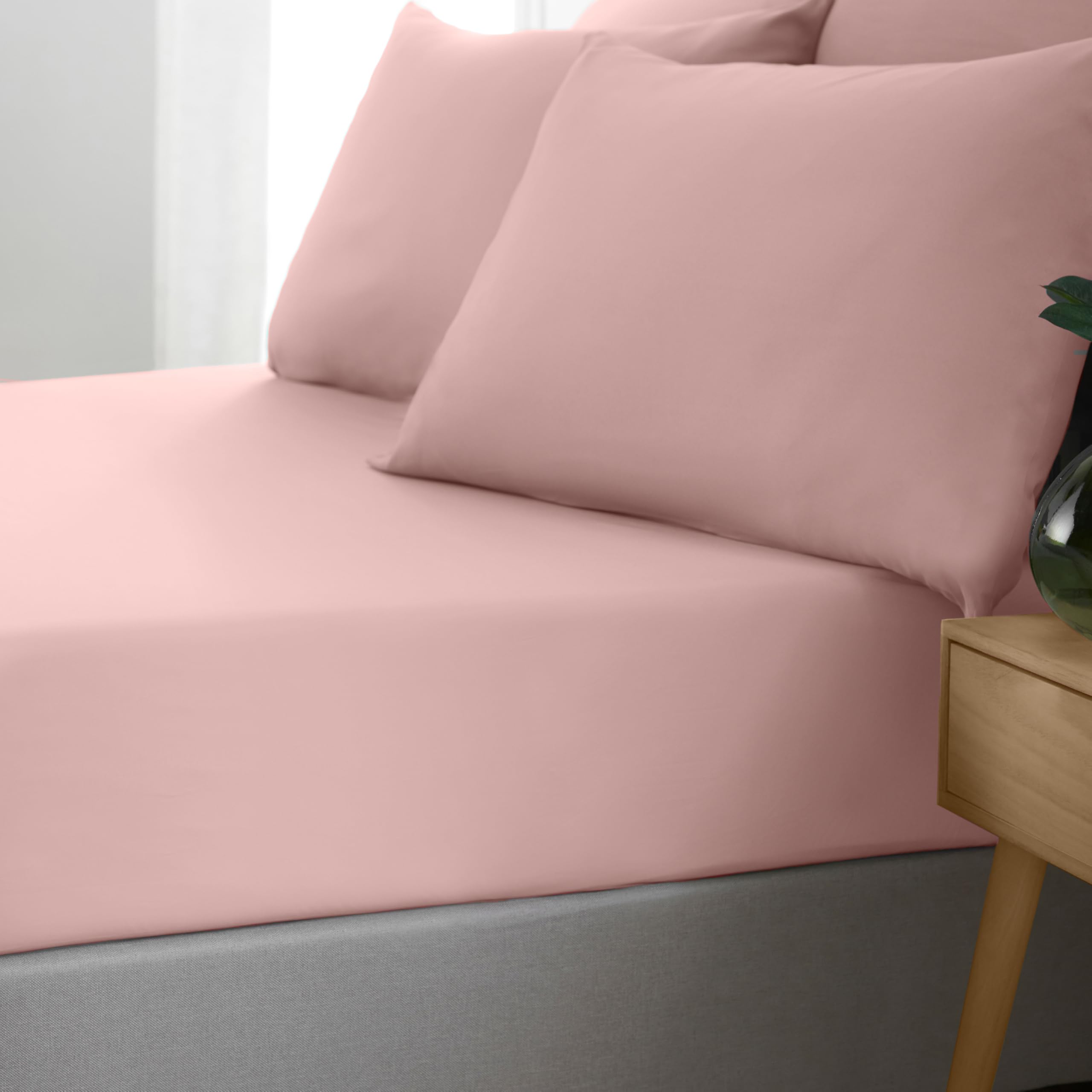 Catherine Lansfield So Soft Non-Iron Double Fitted Sheet Blush Pink