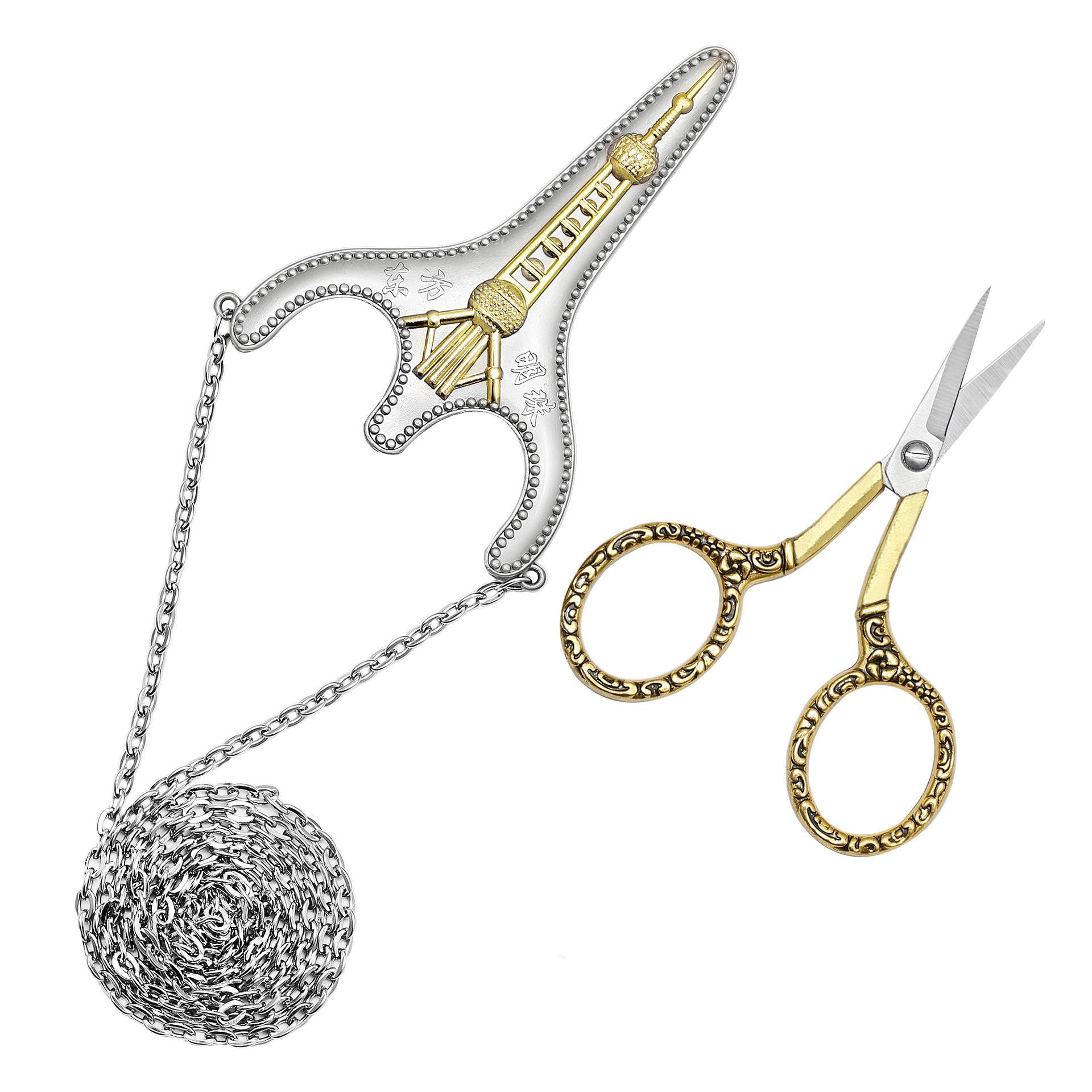 Juego de Tijeras de Costura Vintage con Estuche de Almacenamiento de Agujas de Metal, 5 Piezas, Kit de Bordado y Herramienta de Artesanía para Costureras, Artesanos y Diseñadores