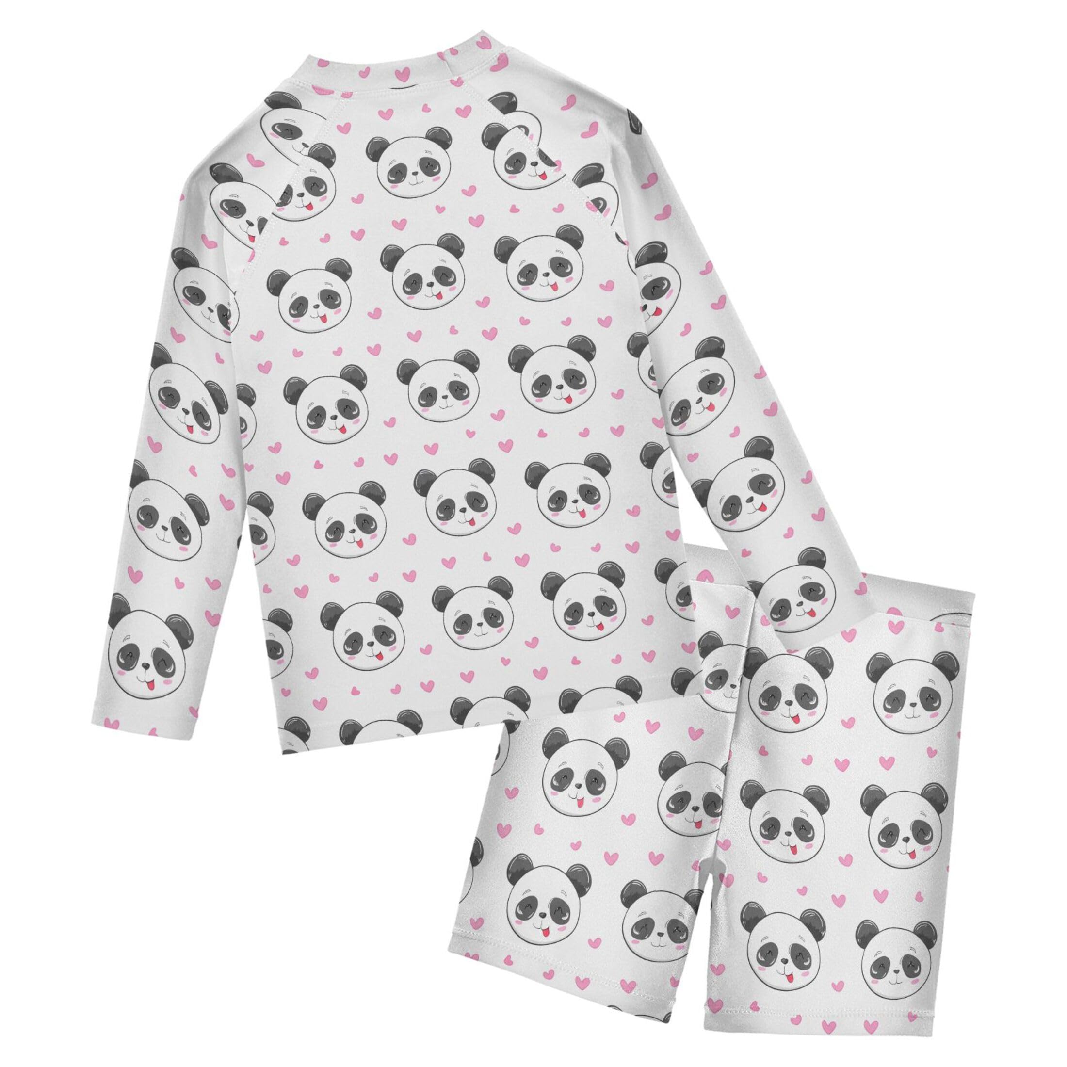 Cute Panda Baby Boys' Toddler Long Sleeved Rashguard Swim Bathing Suit Set B0404181