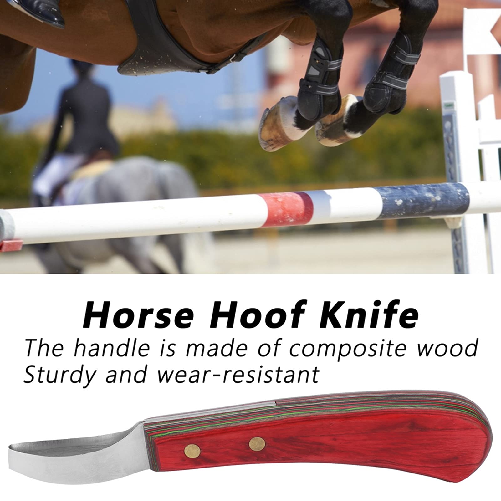 KIMISS Herramienta de Cincel de Cuchillo Curvado Herramienta de Acero con un Cómodo de Madera para Herrador - Ideal para el Cuidado de los Cascos de Caballos