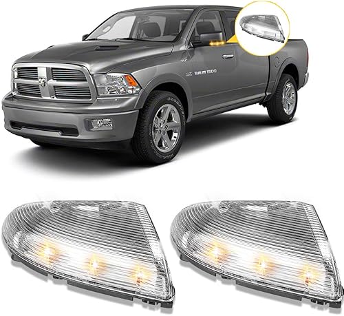 Jinfili Un par de luces LED de señal de giro para espejo retrovisor, conjunto de luces laterales compatible con Dodge Ram 1500 2500 2010-2018, Ram