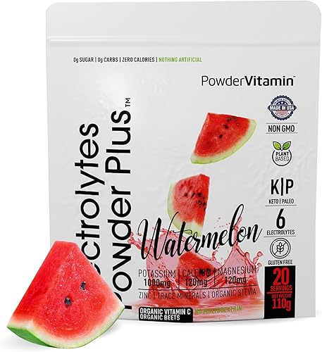 Miniatura 50 de Polvo de Electrolitos Plus (50 porciones), 0 calorías Keto, 0 azúcar, sin maltodextrina, 1000 mg de potasio, 120 mg de calcio, 120 mg de magnesio