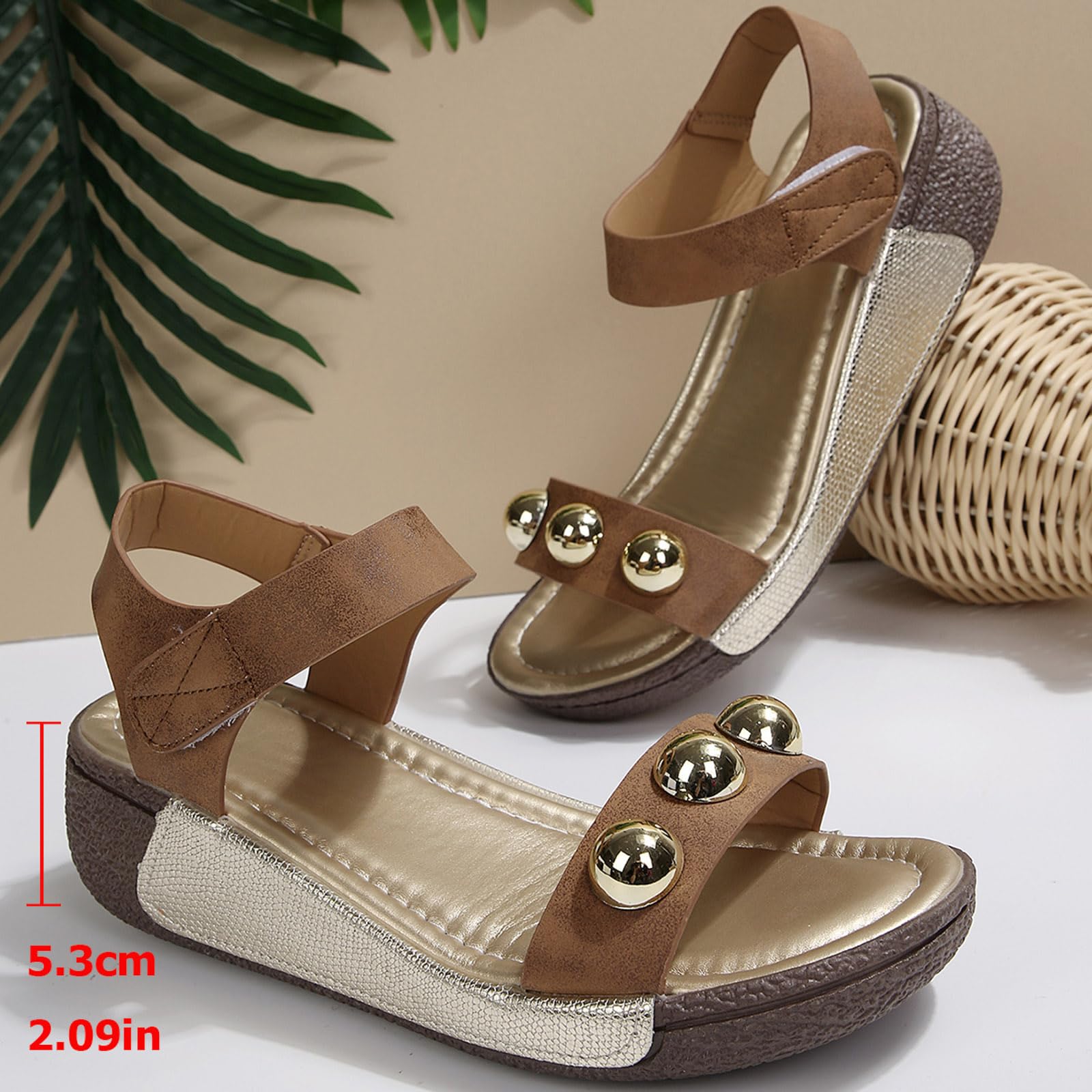 Sandały damskie Sandały Damskie Wygodne Sandały Damskie Letnie Grube Kliny Gruba Podeszwa Styl Casual Retro Minimalistyczny Antypoślizgowy Amortyzacja Wytrzymała Wszechstronna Stylowa Młodzież