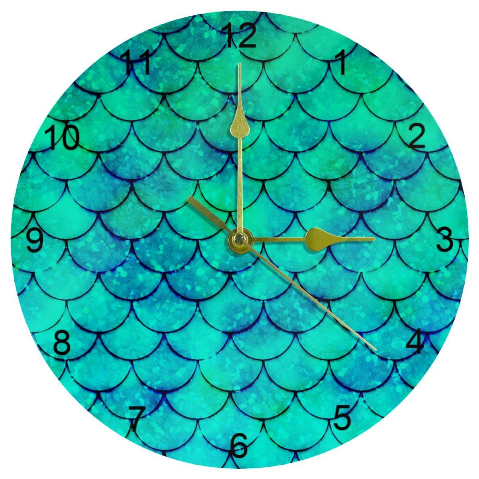 Horloge murale silencieuse aiguilles continues grands chiffres arabes bureau maison