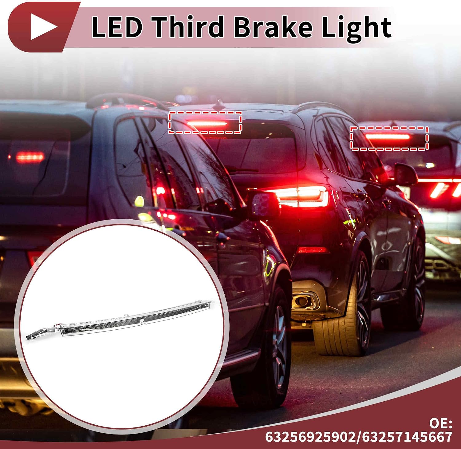 LED Third Brake Light for BMW 5 Series E60 E61 Facelift 2007-2010 No.63256925902 White 3rd High Mounted Stop Lamp Rear Center High Level Brake Light