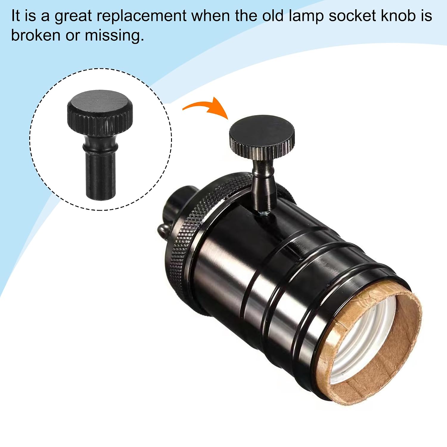 MECCANIXITY 2Pcs Lamp Turn Knob On/Off Lamp Switch Replacement Brass Light Switch Knob Lamp Knob Lamp Switch Extension 19mm Length for Lamp Socket, Black
