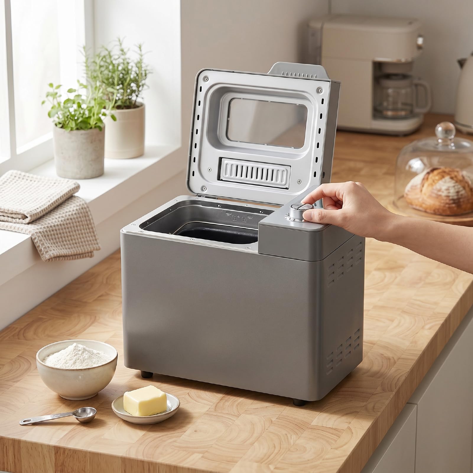 Máquina para Hacer Pan Máquina para Hacer Pan Silenciosa Silenciosa 25 Menús Preestablecidos Automática de 2 Libras 550 W (Enchufe europeo 220-240V)