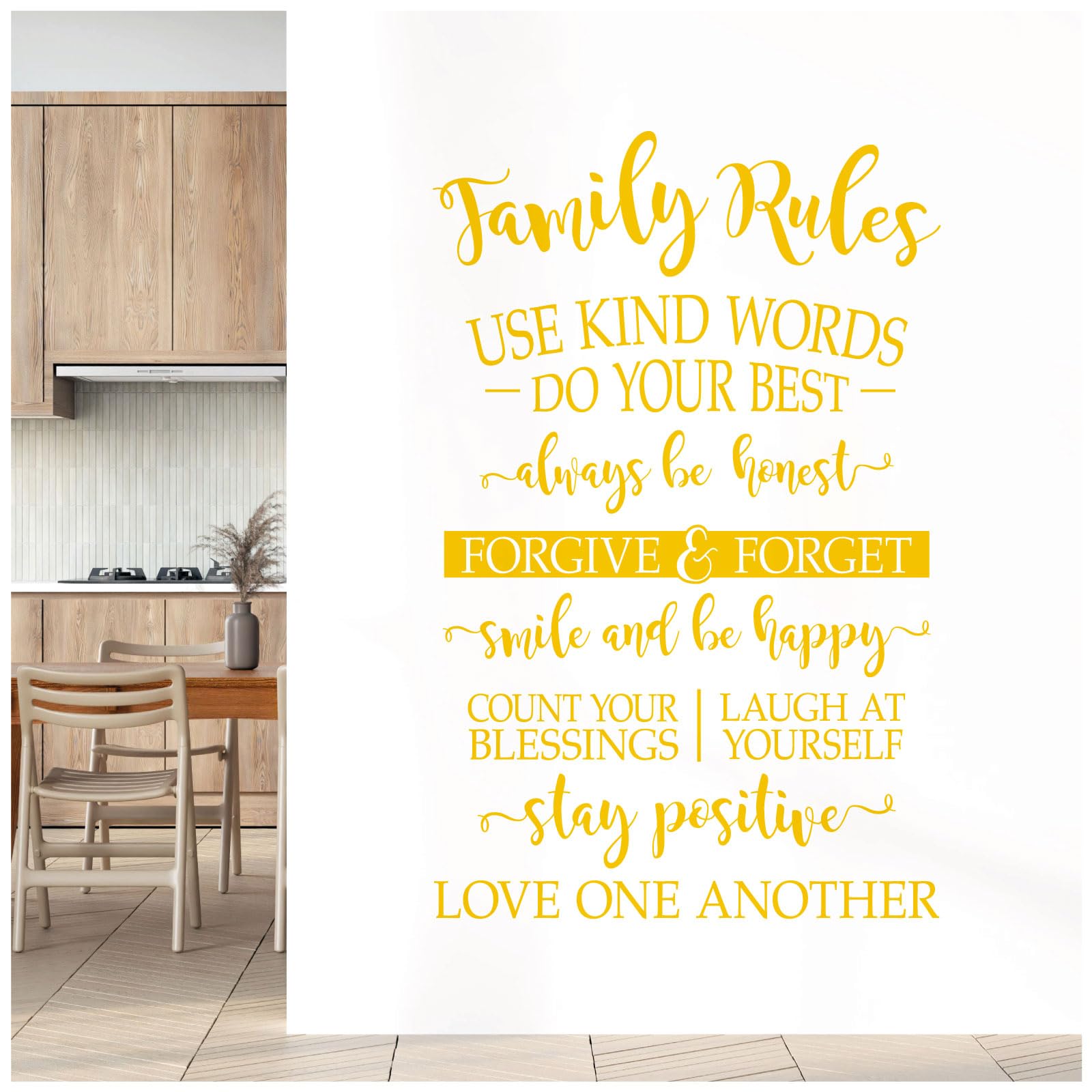 Family Rules - Use Kind Words, Always be Honest... - Home Decal Wall Sticker [Large] [Sunflower]