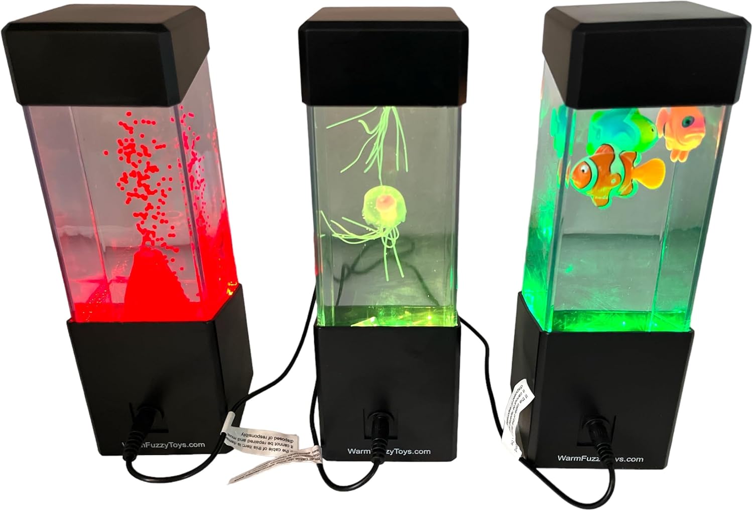 WARM FUZZY Toys (1) Clownfish Lamp - Battery-Powered and USB Color-Changing Lava Lamp for Positive Energy - Perfect Home Office Décor or Gift for Kids