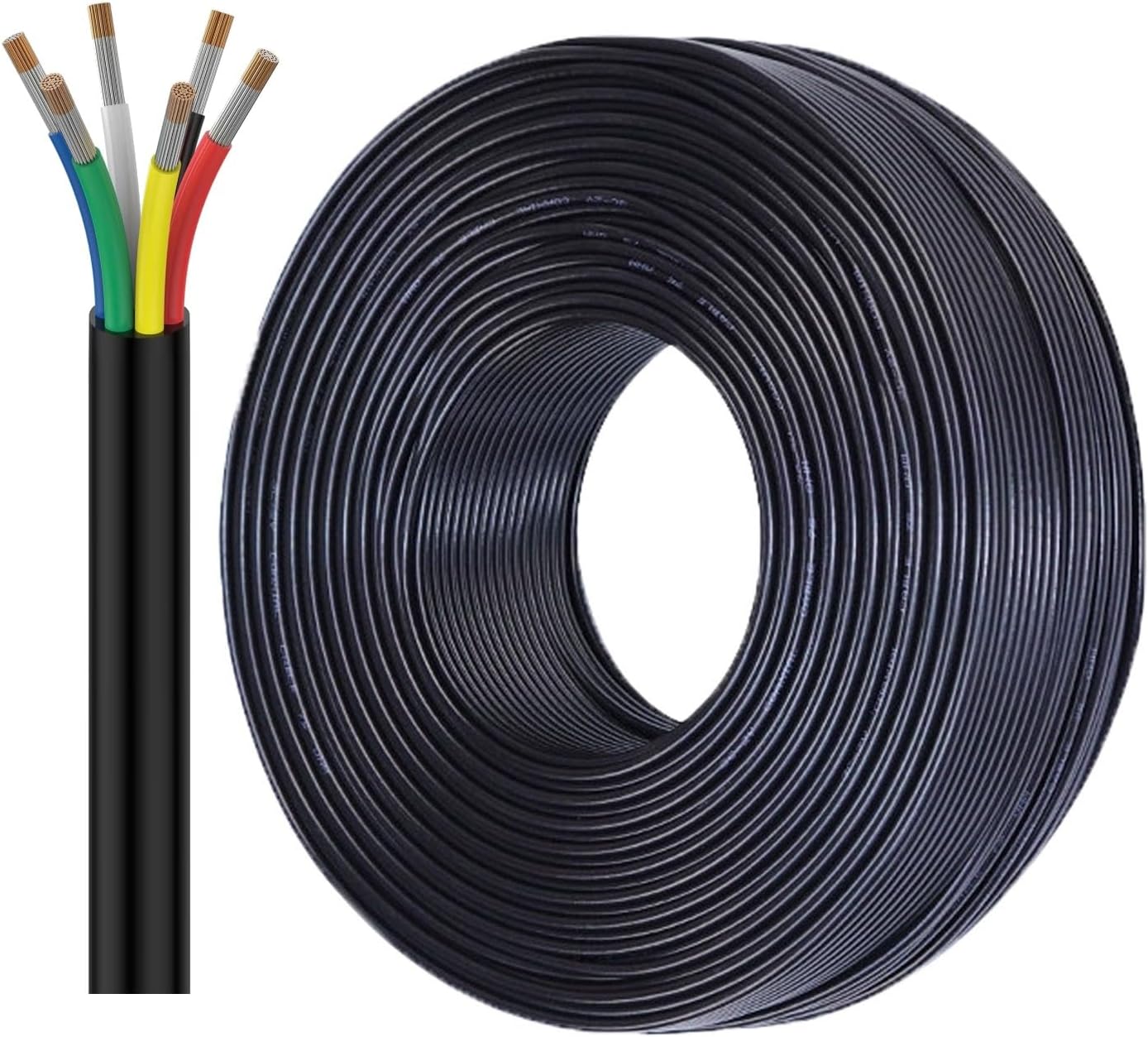 28AWG 6 Wire Cable Tinned Copper Electrical Wire 25FT, UL 2464 Cable Conductor Flexible Low Voltage For LED RGBW, Automotive, Marine Lighting(100FT,6C-28AWG)