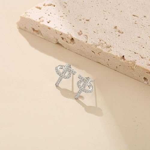 Miniatura 4 de 925 Sterling Silver CZ Stud Earrings Cubic Zirconia Tiny Ear Stud Gift for Women Girls