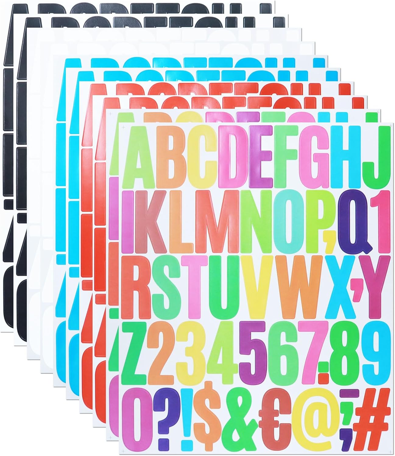 10 Sheets 2 Inch Letter Number Stickers,500 Pieces Adhesive Alphabet Sticker Letters Decals for Scrapbooking Mailbox Poster & Notice Board - Multi