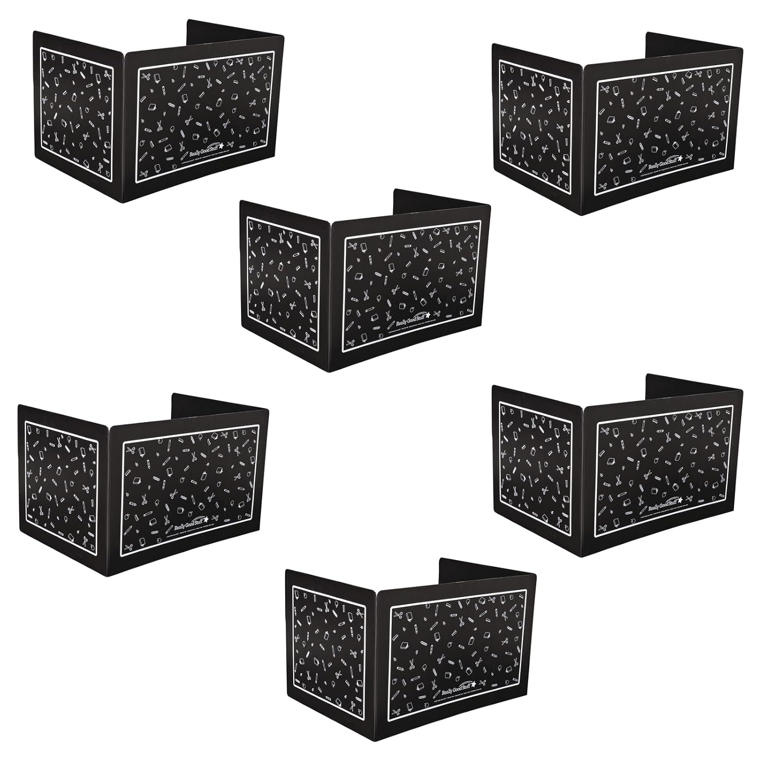 Really Good Stuff Deluxe Privacy Shields Large Set of 6 - Black Corrugated Plastic, Privacy Shields for Student Desks