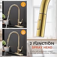 Vista 4 de Tohlar Gold Kitchen Faucet with Pull Down Sprayer, Gold Kitchen Sink Faucet for 1 or 3 Hole, Modern Stainless Steel Sink Faucet with Deck Plate for