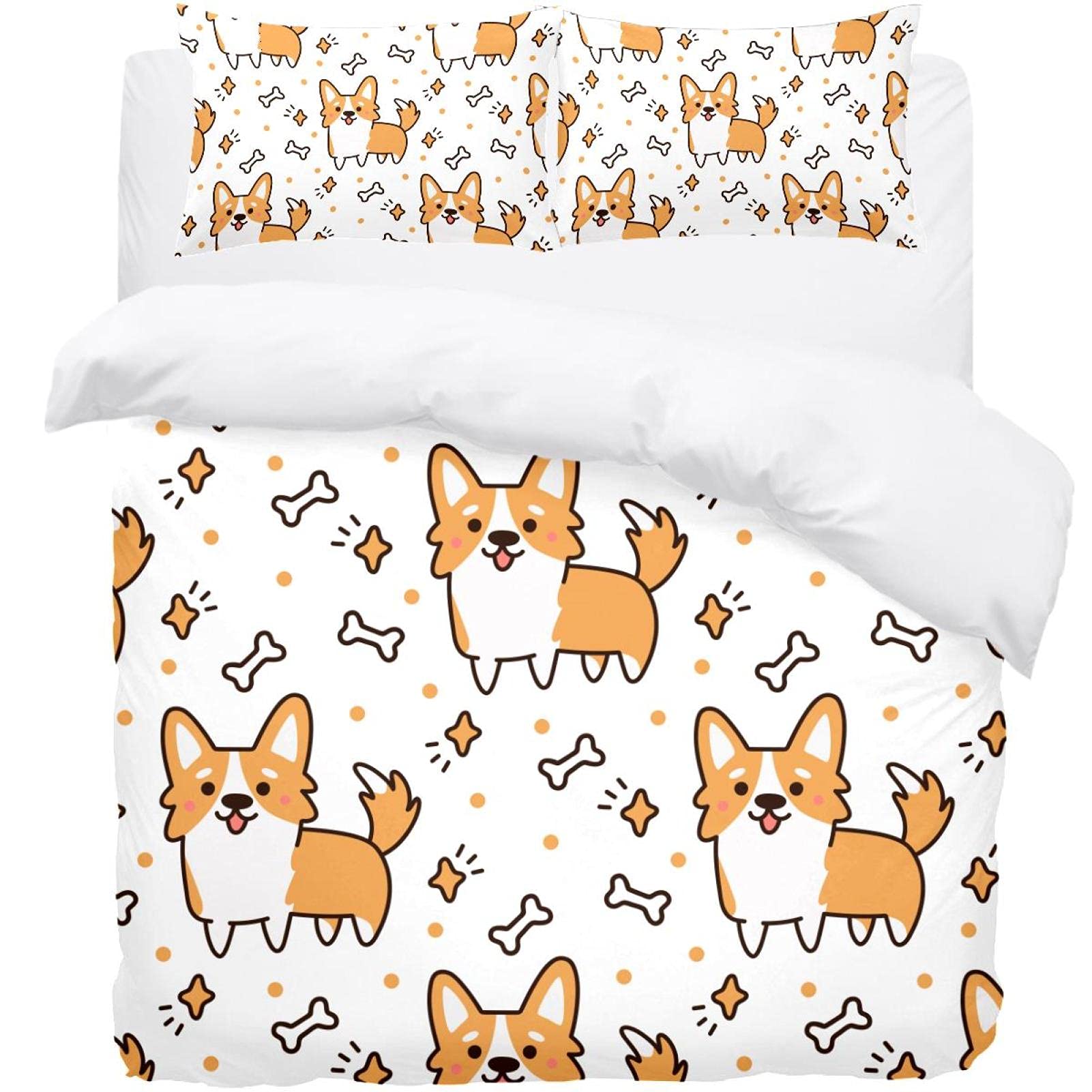 Housse de couette Corgi pour lit simple crée une ambiance cosy de chambre