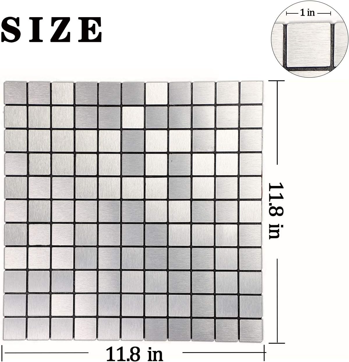 Up To 40% OFF LEISIME Peel and Stick Tile Backsplash, Kitchen Backsplash Peel and Stick Mosaic Tile, Brushed Aluminum for Bathroom & Fireplace Decorations (Silver-10 PC)