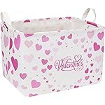 CLOCOR Rectangular Valentines Basket Empty,Toys Storage Basket,Waterproof Gift Basket,Room Decor(Valentine Basket)