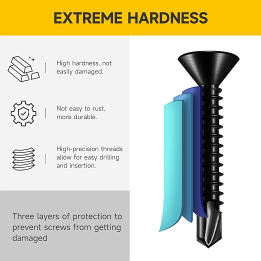 (400pcs) #10 x 5/8" for Sheet Metal Self Tapping Screws, 410 Stainless Steel Black Oxide, Flat Head miniatura 3