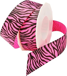 Morex Ribbon Neon Zebra Grosgrain Ribbon, 1-1/2-Inch by 20-Yard, Shocking Pink
