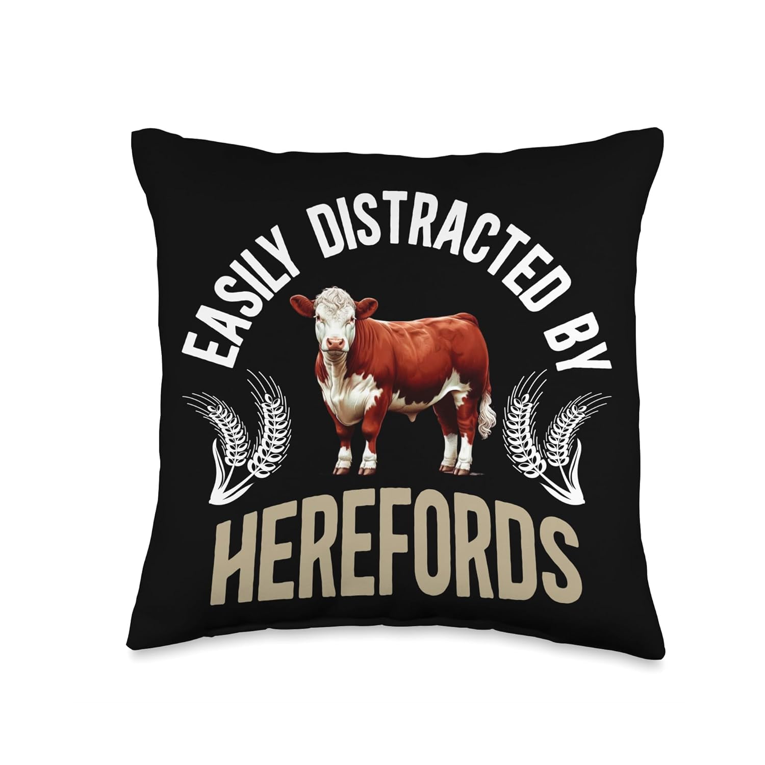 Easily Distracted By Hereford Cow Lover Hereford Cattle Throw Pillow