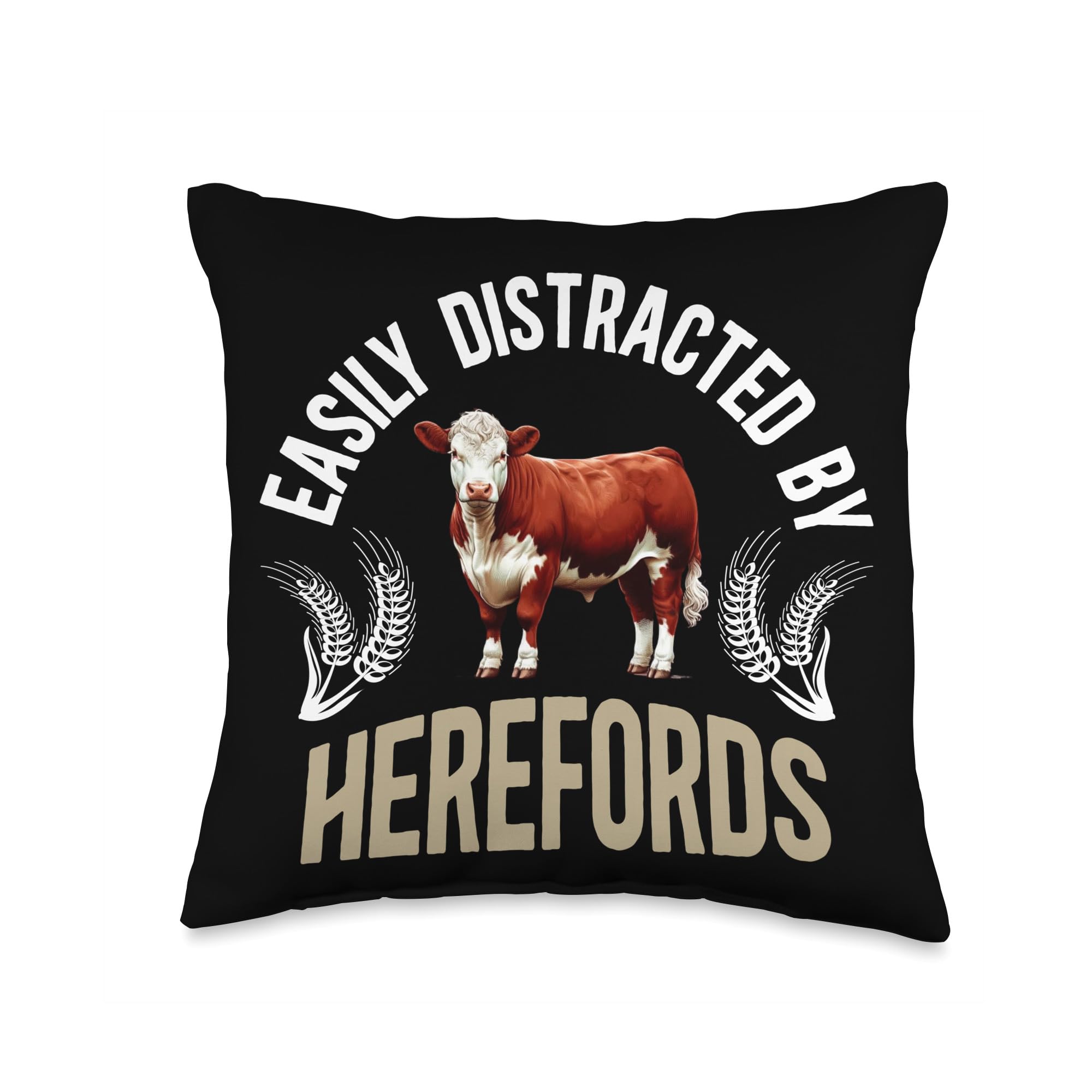 Easily Distracted By Hereford Cow Lover Hereford Cattle Throw Pillow