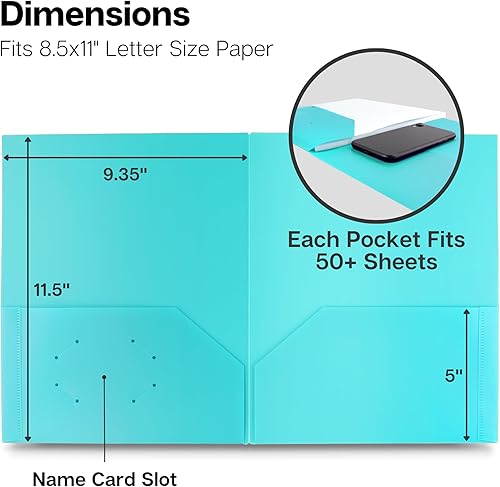 Miniatura 4 de Dunwell Carpetas de plástico con 2 bolsillos, paquete de 6, colores pastel, carpetas de 8.5 x 11 pulgadas con bolsillos, resistente al desgarro