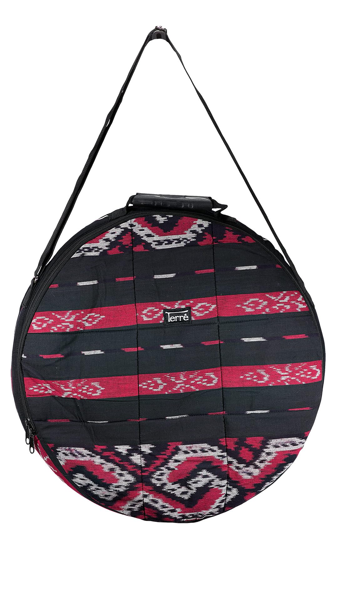 Shamandrum Tasche ROT aus Ikat Ø 40 cm Schamanentrommel Rund Ritual Drum Trageriemen