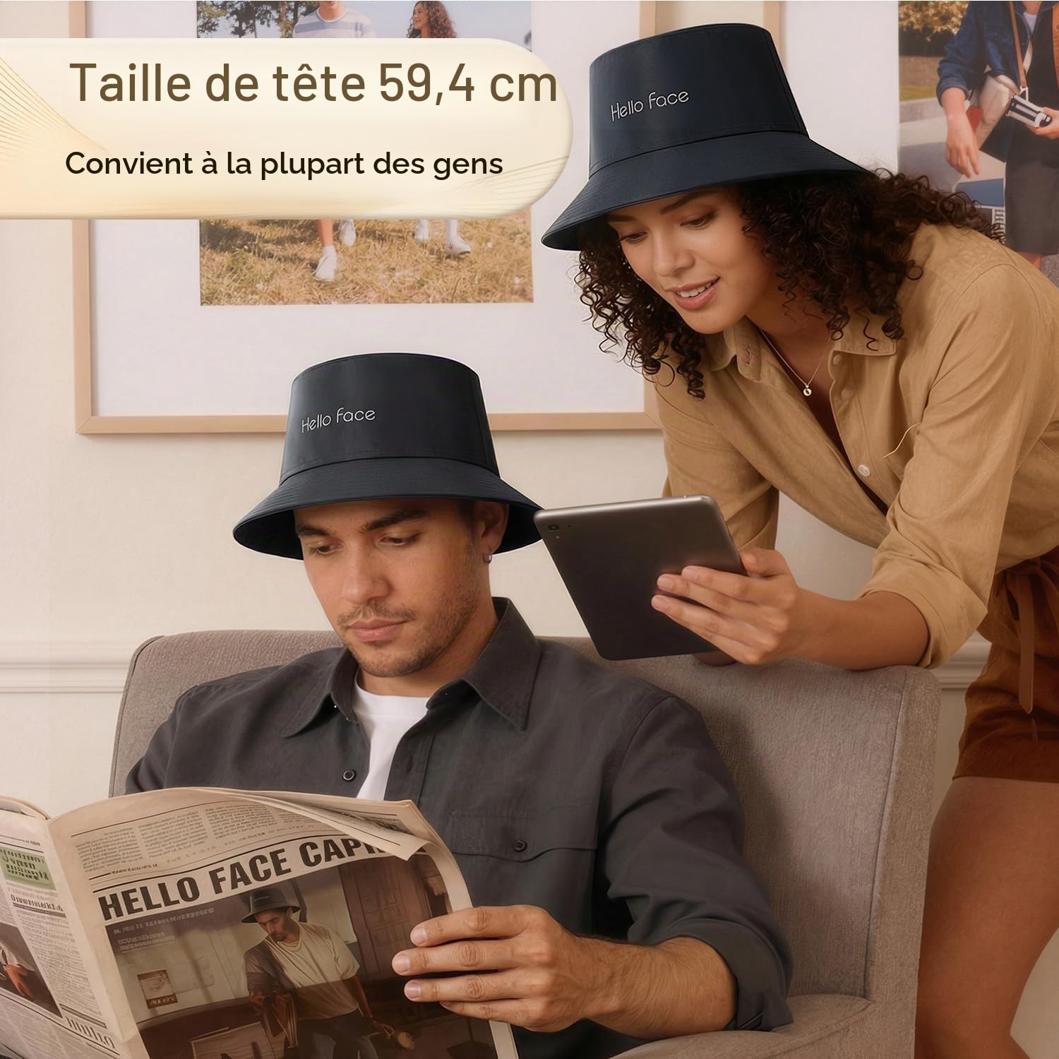 Casquette de thérapie par la lumière rouge, 336 LED 660 nm & 850 nm infrarouge, design chapeau de pêcheur jusqu’à 62 cm, soin capillaire professionnel à domicile