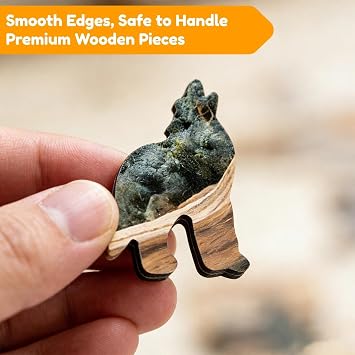 200Pcs 3D Vision Wooden Jigsaw Puzzles, Round Owl Animal Shaped Gift Box