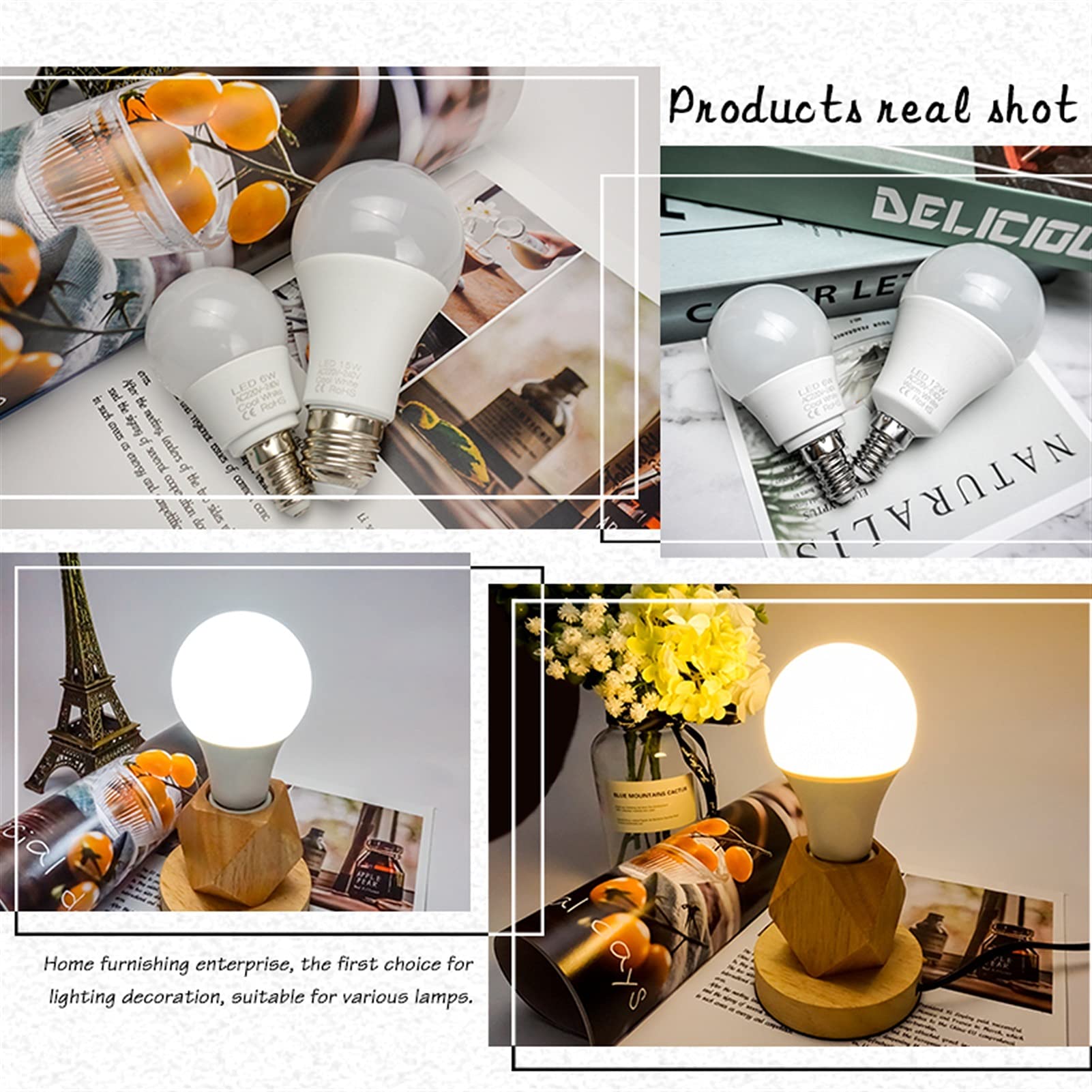 1fortunate Lights 10 unids/Lote LED Bombilla E14 E27 AC 220V-240V Bombilla de luz SMD2835 3W 6W 9W 12W 15W 18W 20W 24W Alto Brillo Lampada LED Bombillas (Color : Warm White E27, Talla : 18W)