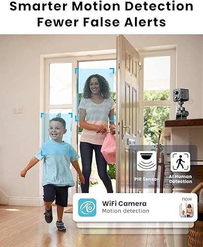 Miniatura 5 de Mini cámara oculta 4K de doble banda 2.4/5GHz WiFi cámara de seguridad interior con detección humana AI, visión nocturna, almacenamiento