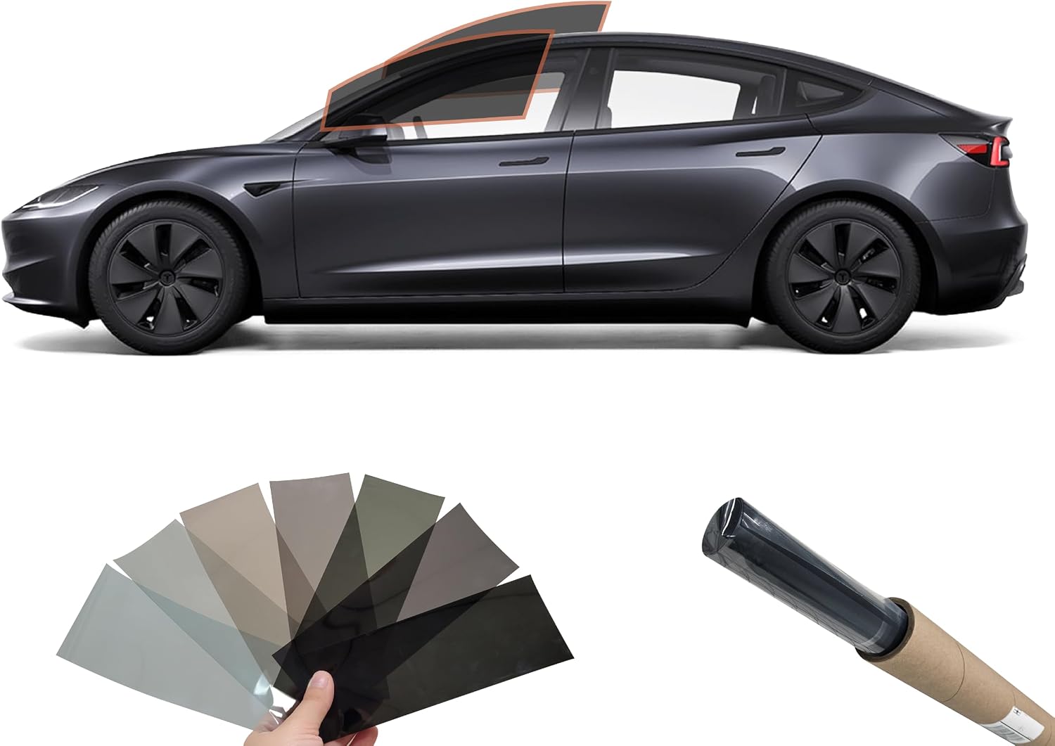 DIY MotoShield Pro 2mil Premium Professional Precut Nano Ceramic Window Tint Film Kit for (2024-2025) Tesla Model 3 (Front Driver/Passenger 15%)