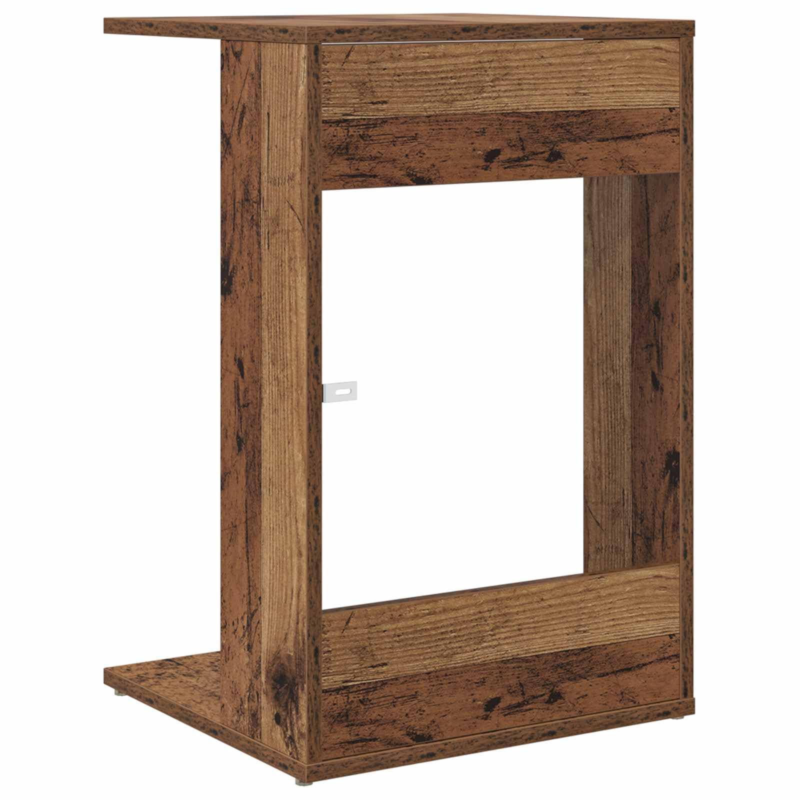 Mesa auxiliar en aspecto de madera vieja, 40 x 38 x 62,5 cm, moderna mesa de centro de madera para salón, mesa de sofá pequeña estable como mesita de noche