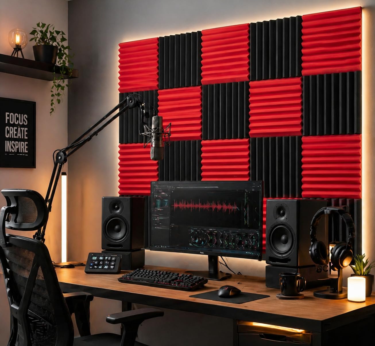 48 paneles de pared para absorción de sonido; espuma de insonorización para estudio de 2,54 x 30,48 x 30,48 cm