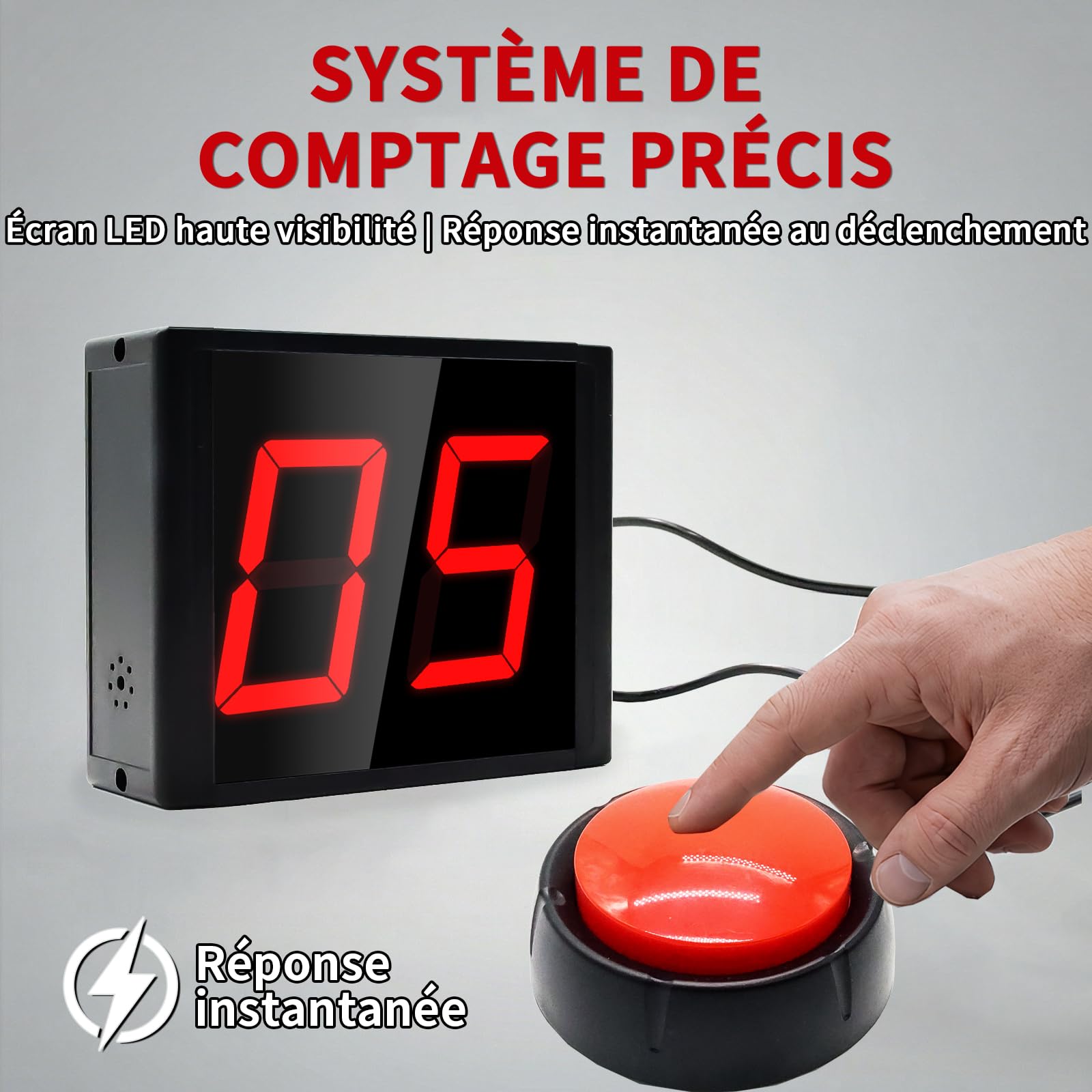 YZ Compteur Manuel à Bouton, Écran LED Lumineux, Chiffres de 2,3 Pouces