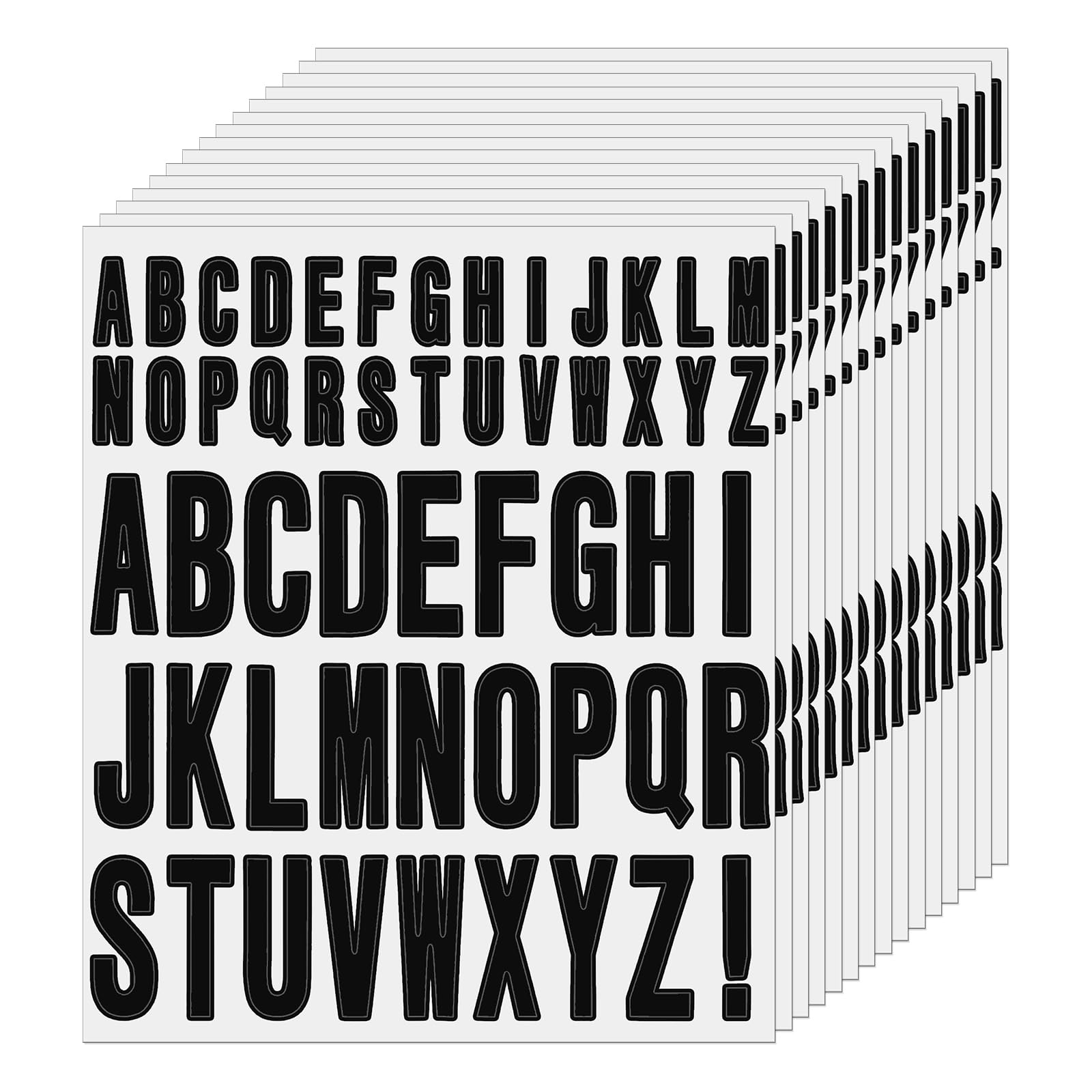 FINDAT 30 Sheets 1560 PCS Black Letter Stickers 25 mm 45 mm Vinyl
