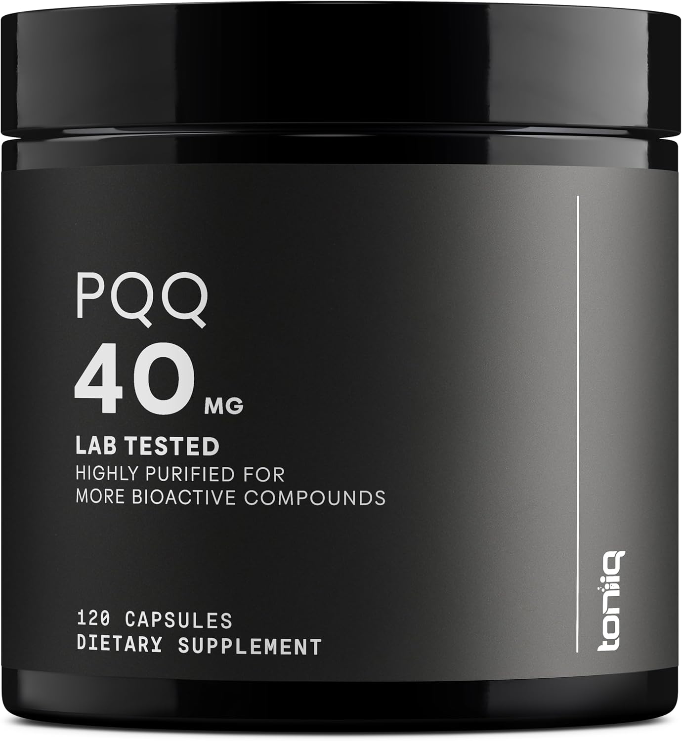 Toniiq 99%+ 40mg Supplement - Ultra High Purity PQQ 40mg Concentrated Formula - PQQ 40 mg 120 Capsules - Pyrroloquinoline Quinone Supplement - 1 Capsule Serving - Vegetarian Capsules