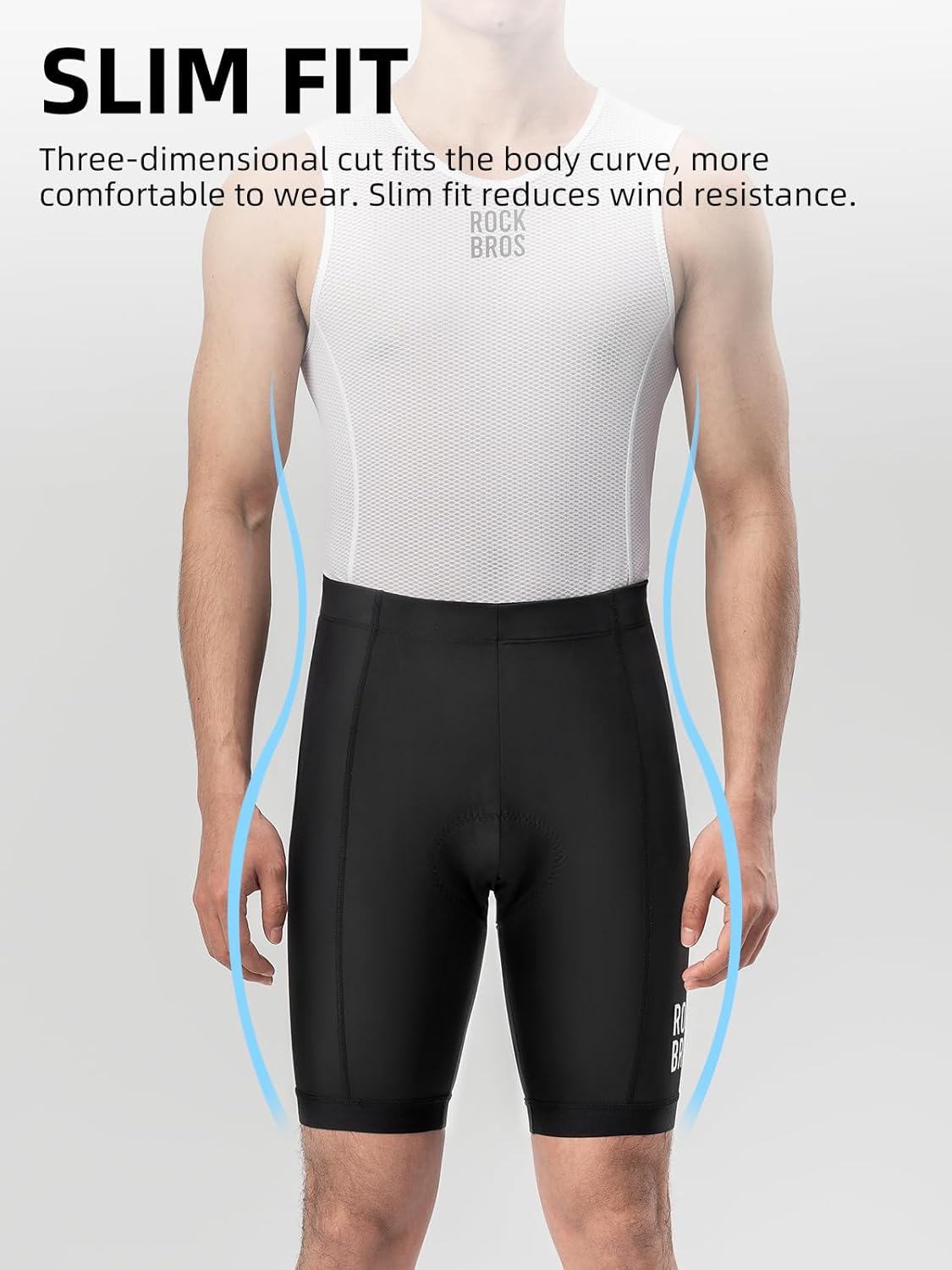 ROCKBROS Bike Shorts for Men, 3D Padded Cycling Shorts Men, Quick-Drying Biking Shorts, Breathable Mountain Bike Shorts
