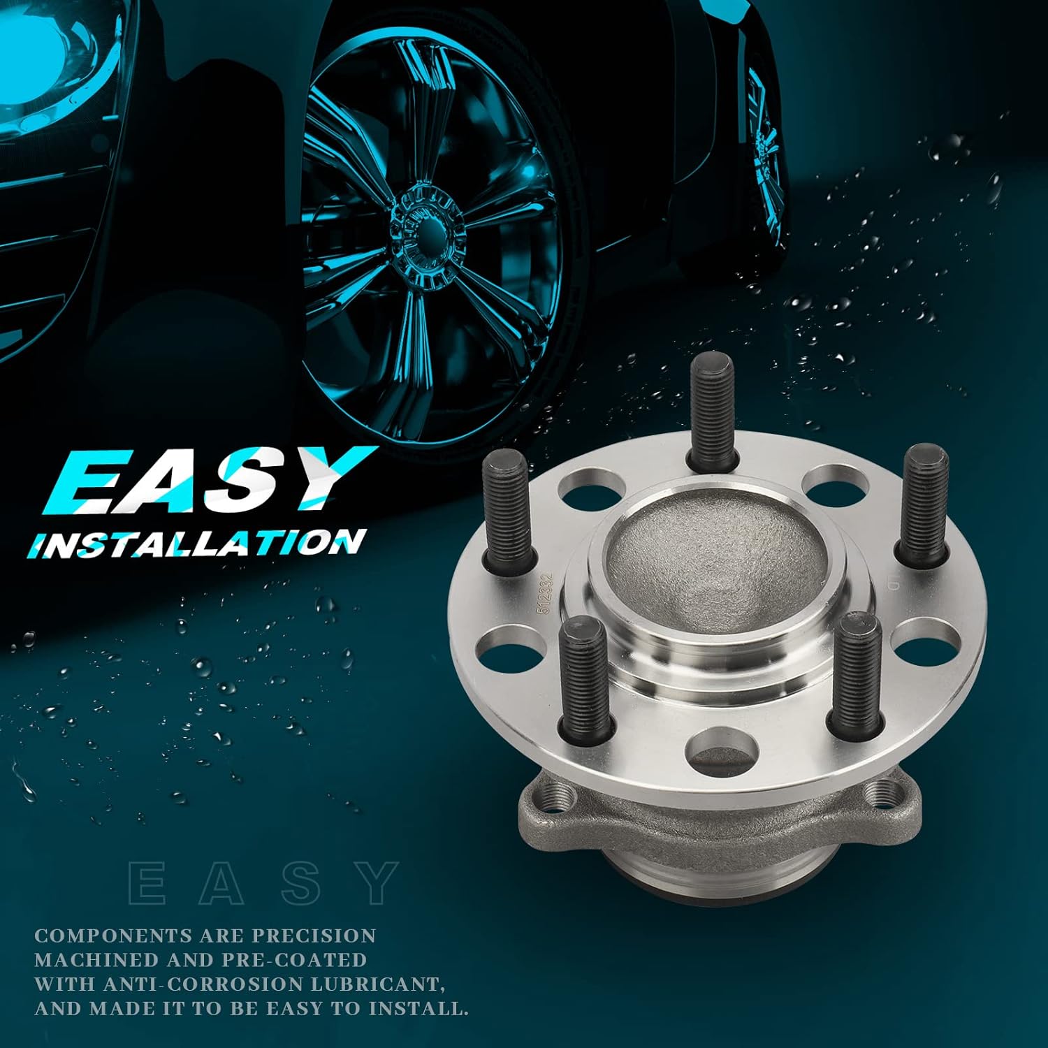 IRONTEK 512332x2 Rear Wheel Hub Bearing Assembly (5 Lugs W/ABS) Compatible for Chrysler 2011-2014 200/2007-2010 Sebring Dodge 2008-2014 Avenger/ 2007-2012 Caliber 2007-2016 Jeep Compass 2PCS