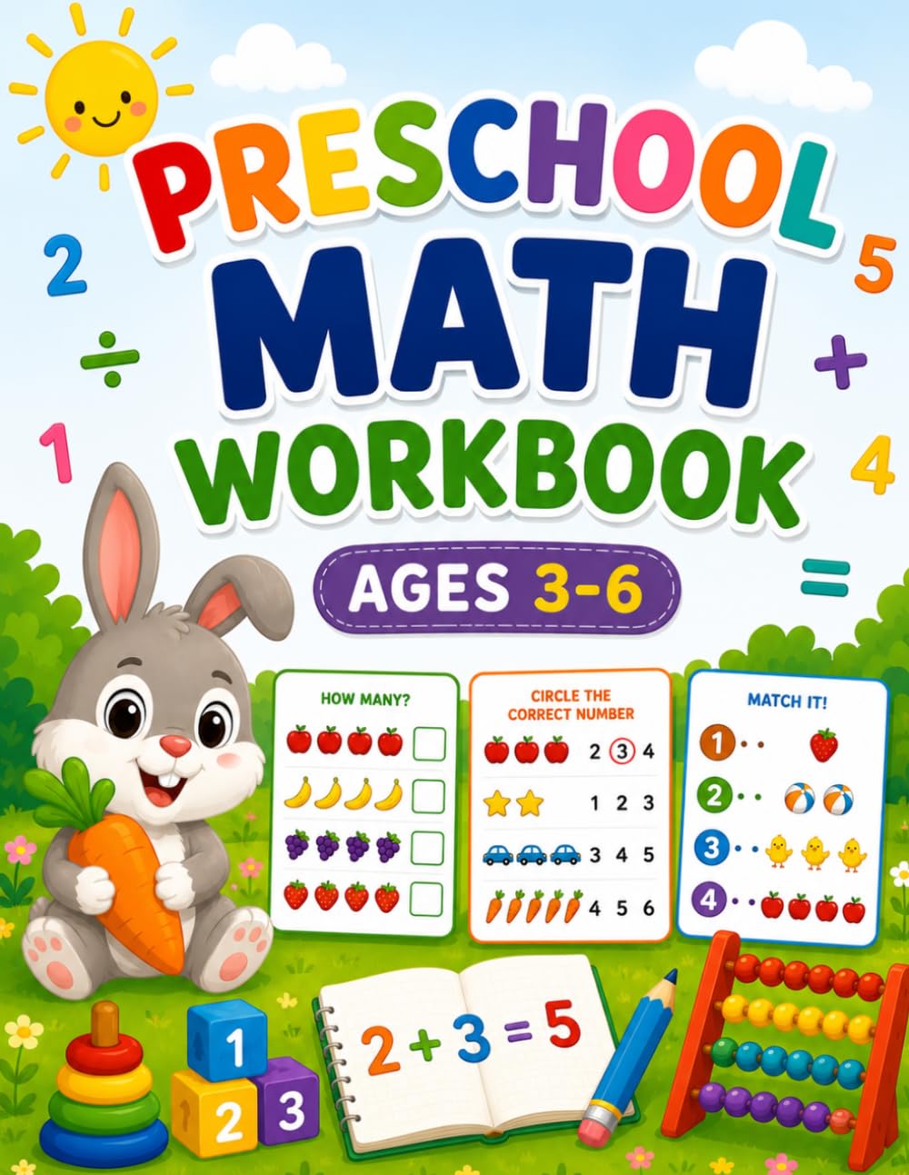 PRESCHOOL MATH WORK BOOK: Learn Numbers, Counting, Tracing, Shapes, and Early Math Skills for Kids Ages 3–6