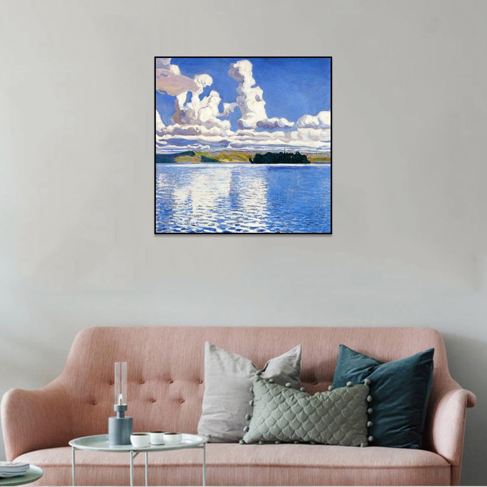 Phyrek123 Akseli Gallen-Kallela Láminas artísticas Reproducciones de pinturas famosas Cloud Towers Cuadros de arte de pared de lienzo para decoración 50x50cm Enmarcado negro