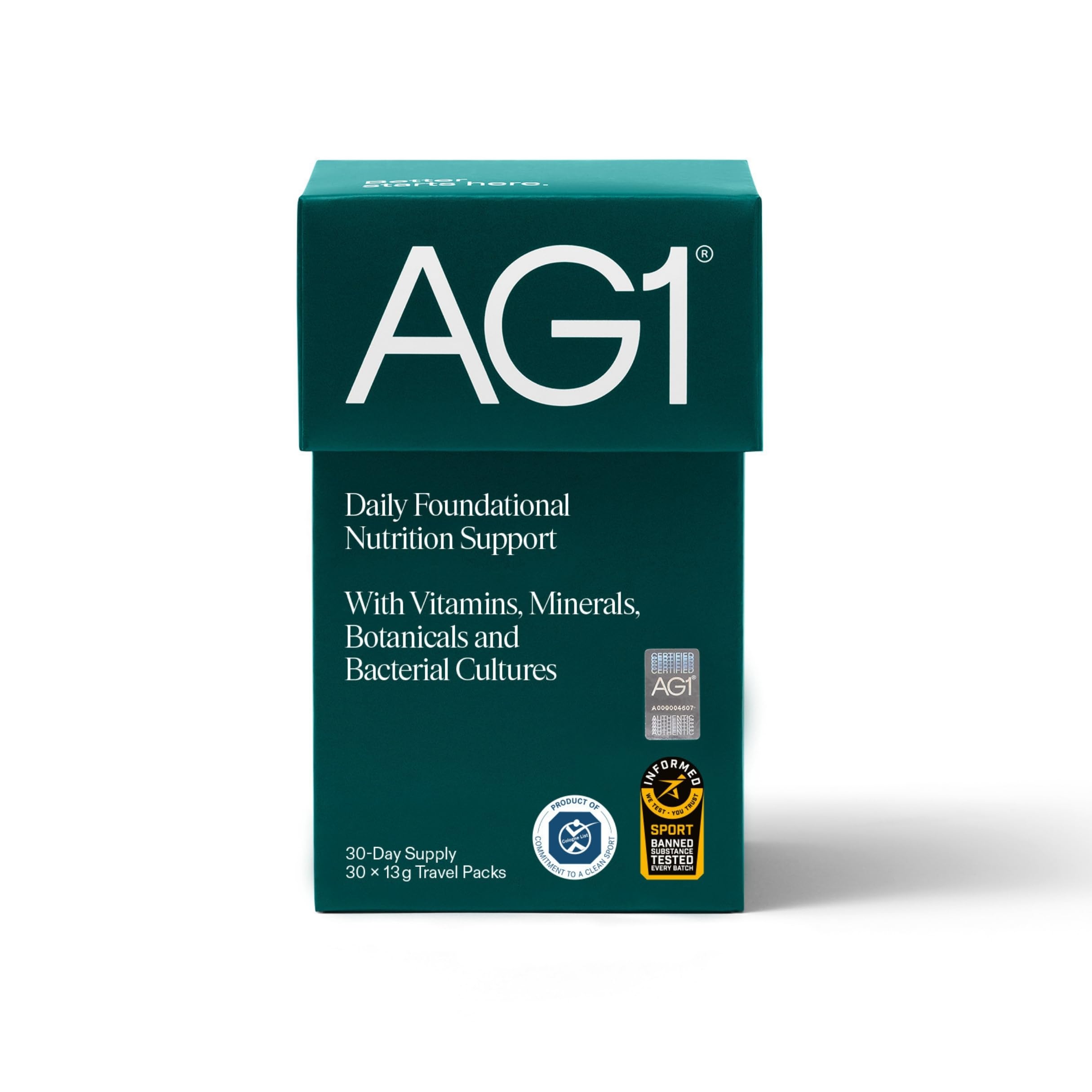 AG1 Athletic Greens Superfood and Probiotic, 75 Vitamins, Travel Pack 30ct