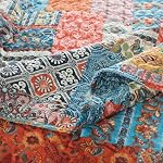 ENASAL Cotton Couverture de lit Couvertures Reversible Coverlet Comforters Vintage Bohemian Patchwork Pattern Couche de lit pour toute la saison, King Size
