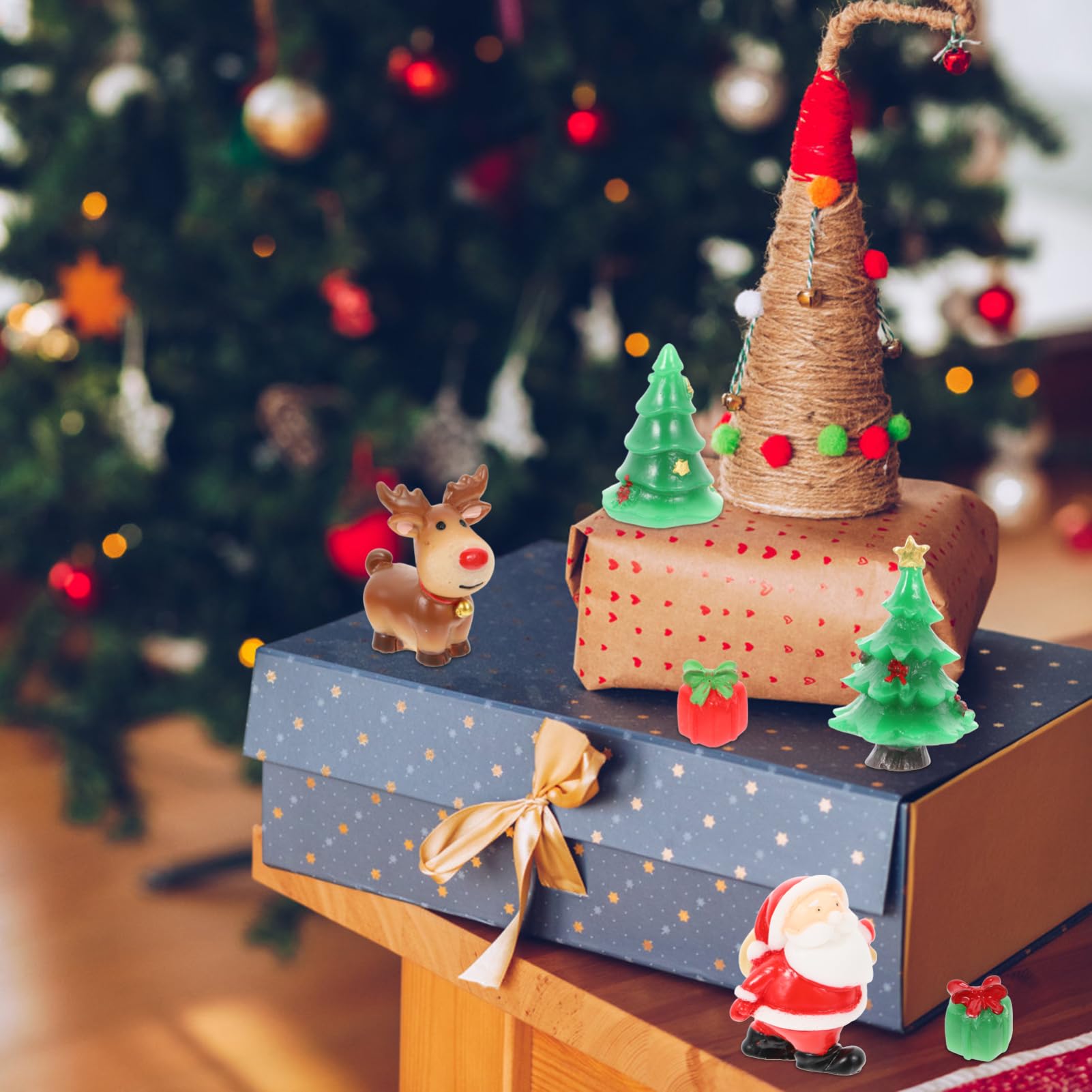 27pezzi Mini Ornamenti Natalizi in Resina Di Decorazioni Forma Di Cartone Animato Per Progetti Di Fai Da Te Miniatura e Scene Natalizie