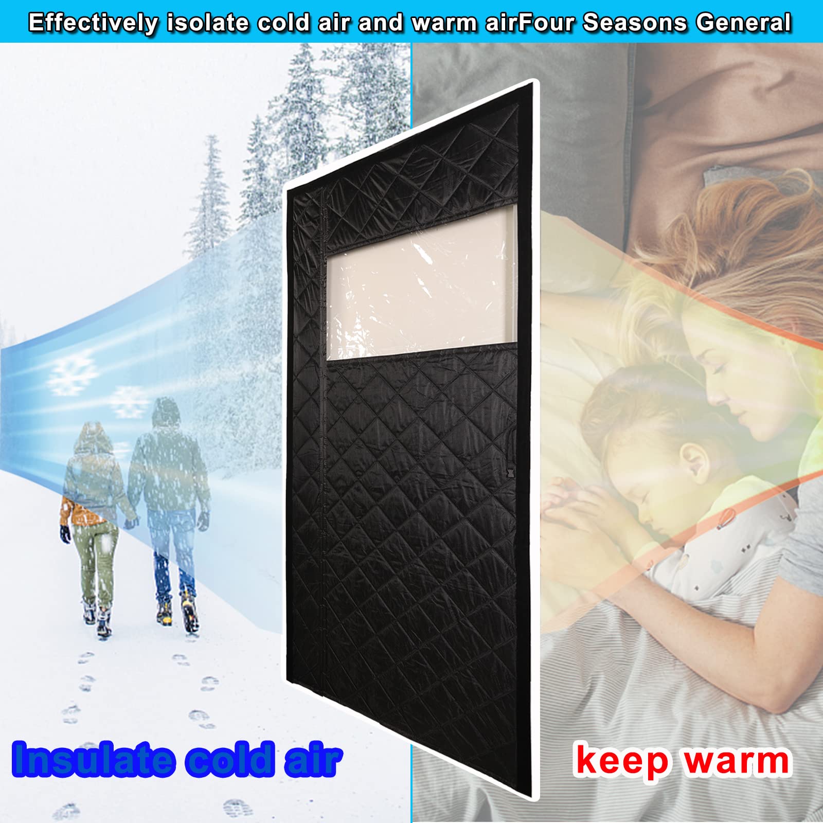 Wärmeschutzvorhang für Tür Ohne Bohren 110x205cm, Haustür Panel-Isolierung Oxford Fenster Wärmeschutz Vorhang für Außentür - Braun