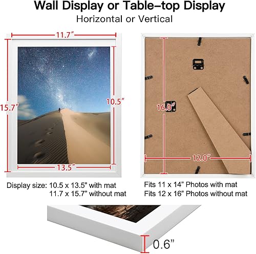 Vista 86 de KINLINK Juego de 2 portarretratos de 6 x 8 pulgadas, marco de fotos de madera mate de 4 x 6 pulgadas con plexiglás para 4 x 6 con paspartú o 6 x 8