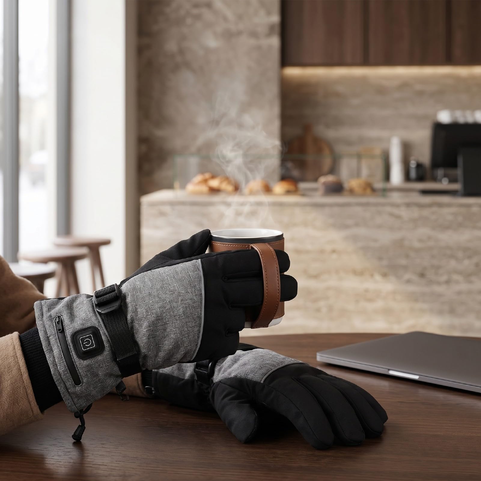 HEEPDD Guantes Térmicos Eléctricos Recargables Impermeables con Pantalla Táctil Guantes de Esquí Batería de 5000 MAh de Invierno Cálidos de 3 Niveles para Senderismo Al Aire Libre