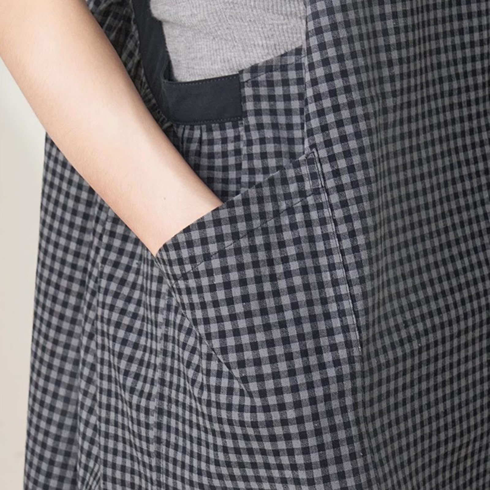 Delantal Mujere De Algodón con 2 Bolsillos, Japón Estilo, Delantales Cocina para Mujeres Cocinar Y JardineriaGrey,One Size